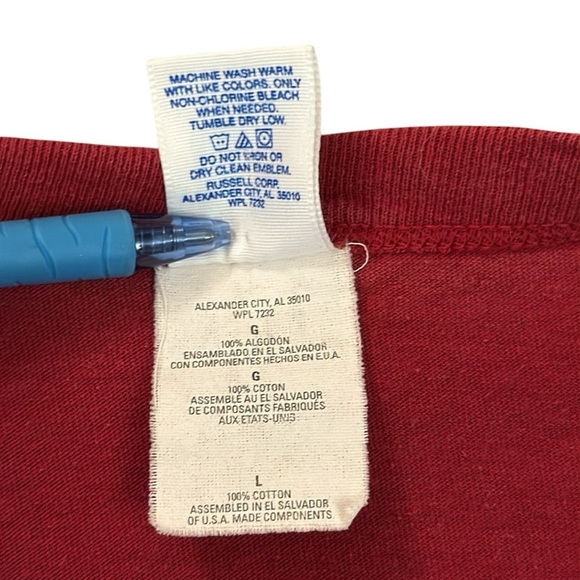 Vintage Russell Athletic Men’s Stanford Tee All Cotton Red White Spell Out Large - Picture 3 of 10